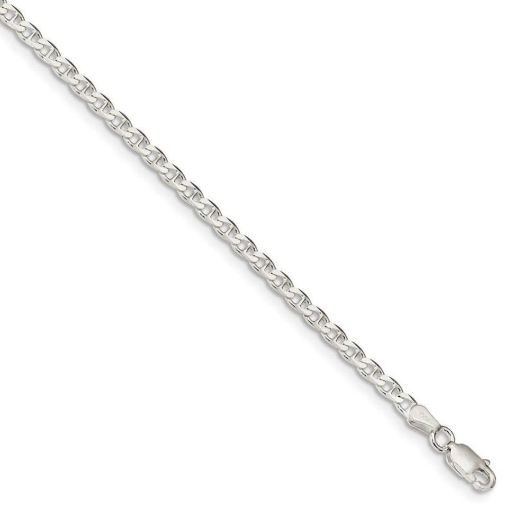 3.1mm Sterling Silver Solid Flat Cuban Anchor Chain Anklet, 9 Inch